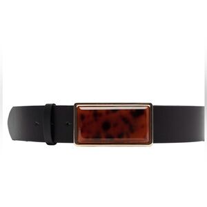 Zara Black Belt with Tortoiseshell-Style Rectangular Buckle